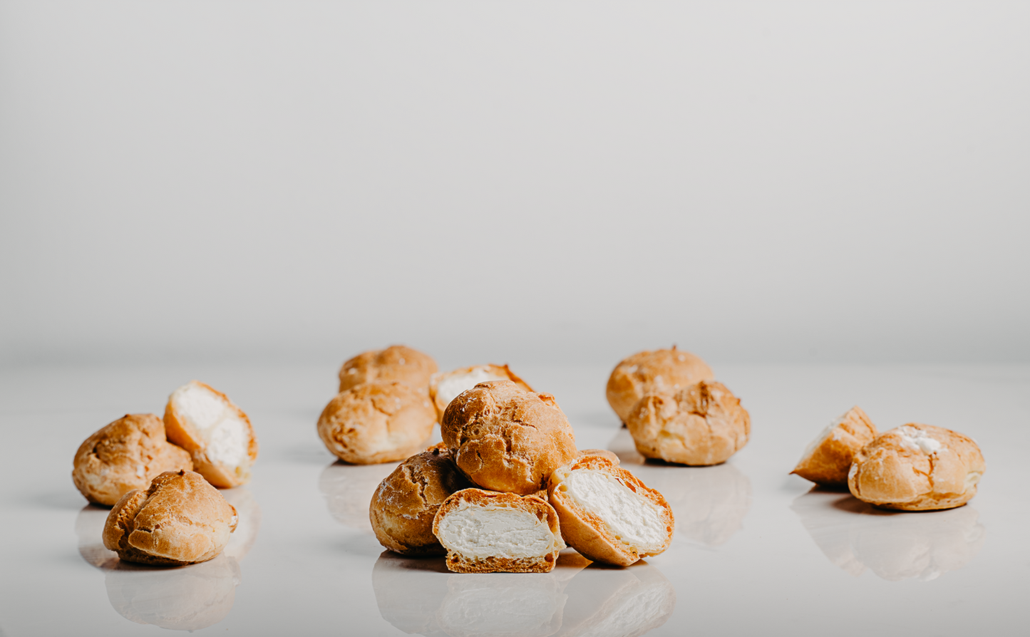 Profiterols with whipped cream