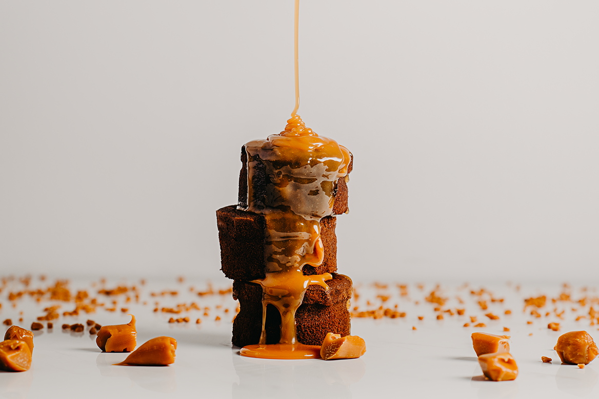 Choc-caramel lava cake